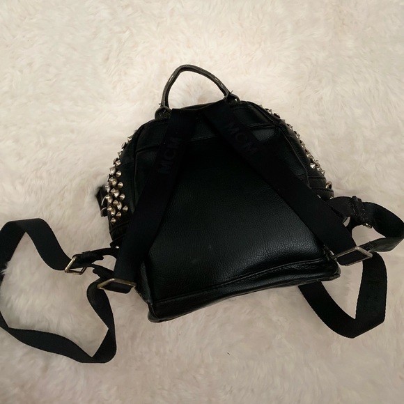 MCM Munich Black Leather Studded Backpack - Picture 4 of 11